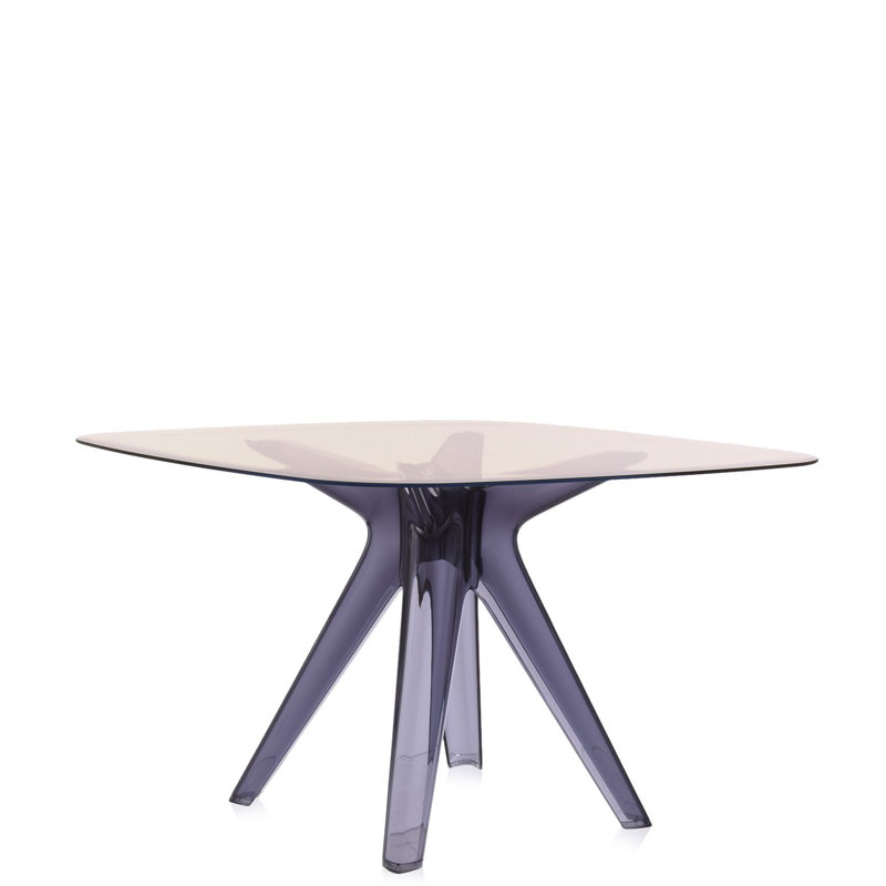 Sir Gio Square Glass Dining Table, Transparent, Bronze