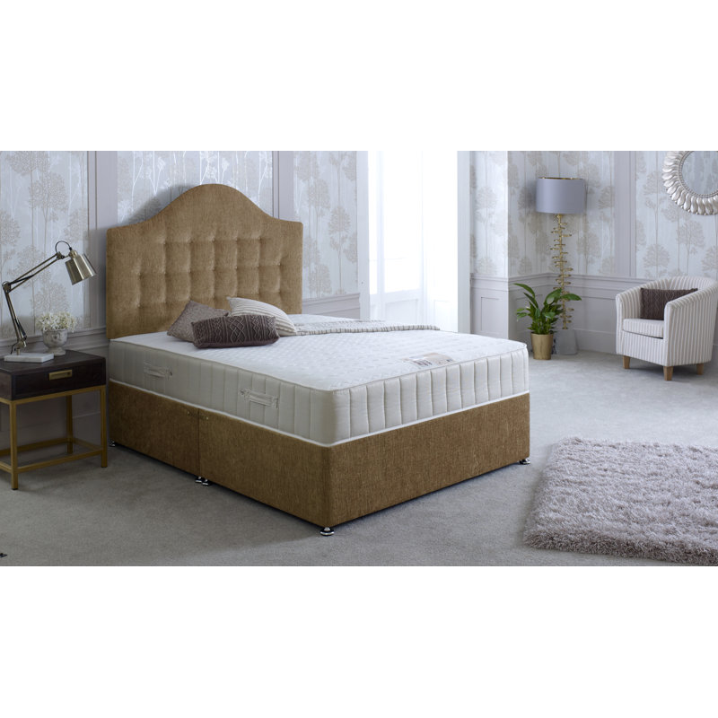 Norbreck Upholstered Divan Bed with Mattress, Single (3'), Without Drawer, Beige