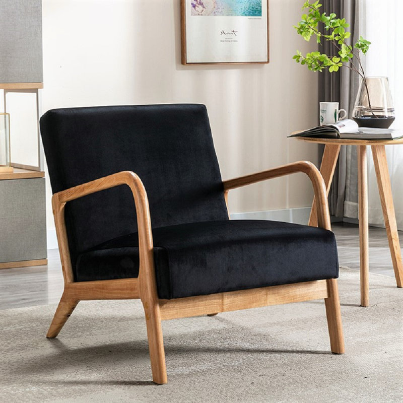 Chaise rembourrée en microfibre de style rétro, Velours noir