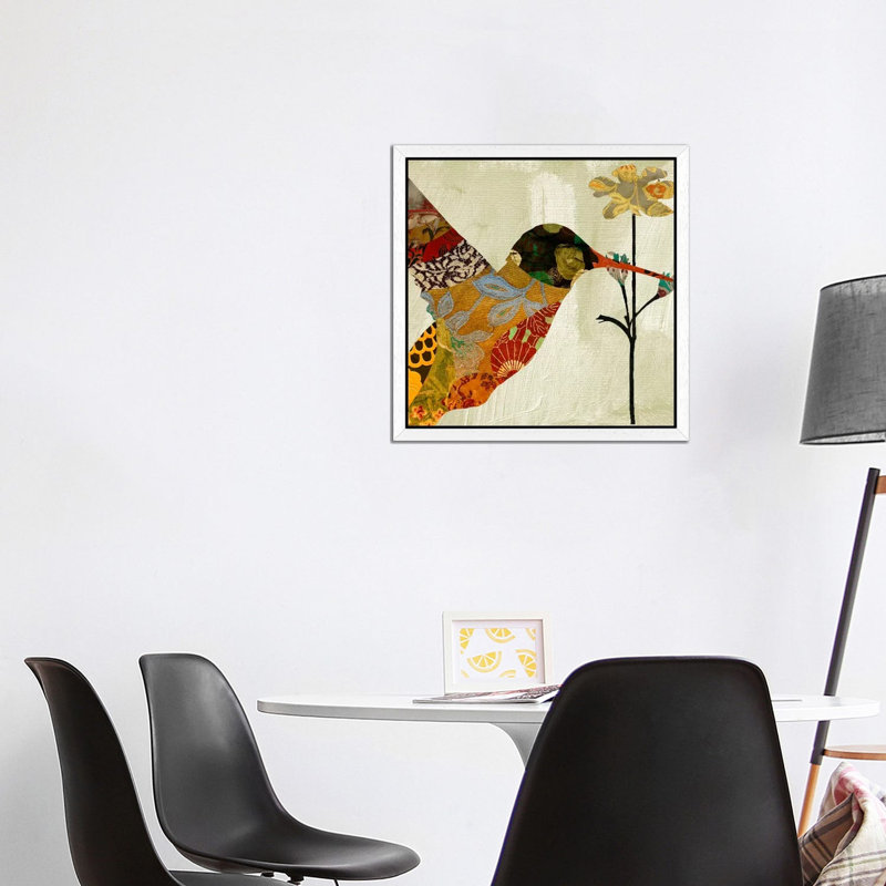 Humming Bird Brocade III by Color Bakery - Print on Canvas, White Framed, 66.04 cm H x 66.04 cm W