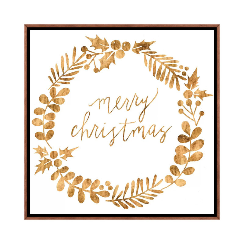 «Golden Christmas III» par Grace Popp - reproduction d'art textuel, Pas de tapis, H 26 po x l 26 po x P 1,5 po