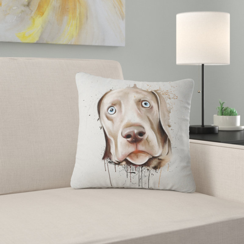 Portrait d'un chien mignon - aquarelle, 18 po x 18 po, Coussin décoratif