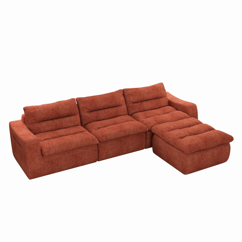 Grimpante Boneless 116.26''W Modular Sofa, Orange Fabric