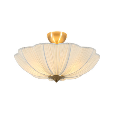 Nordic Pleated Fabric Semi Flush Mount