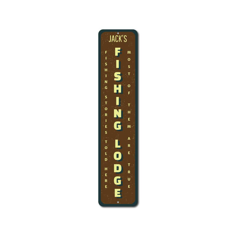 Enseigne de pêche verticale en aluminium, H 4 po x l 18 po x P 0,04 po