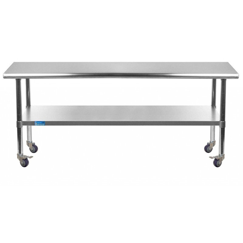 60" Stainless Steel Work Table with Galvanized Undershelf and Casters