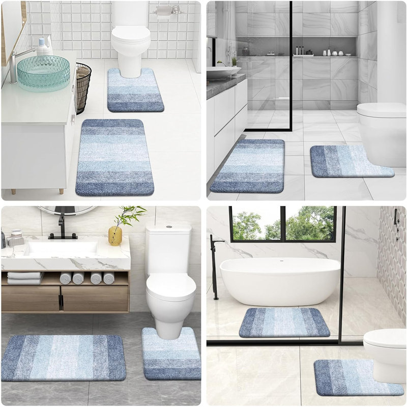 2-piece Bathroom Rug Set Blue