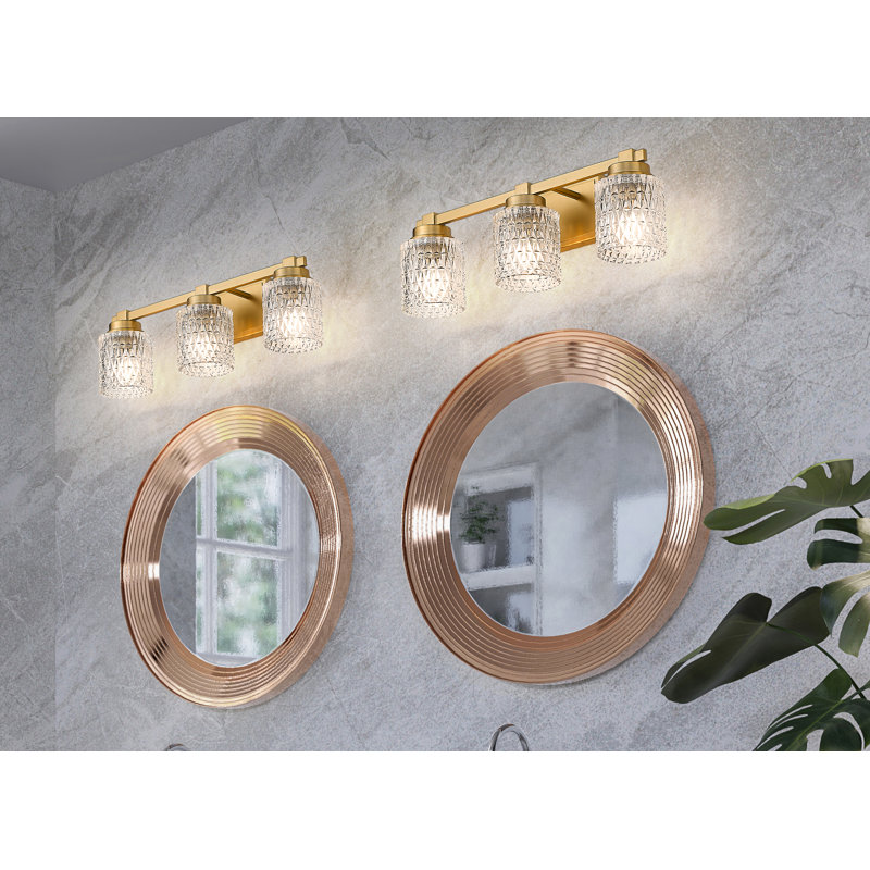 Meuble-lavabo 3 lumières moderne or 22,75 po Cisca, Doré