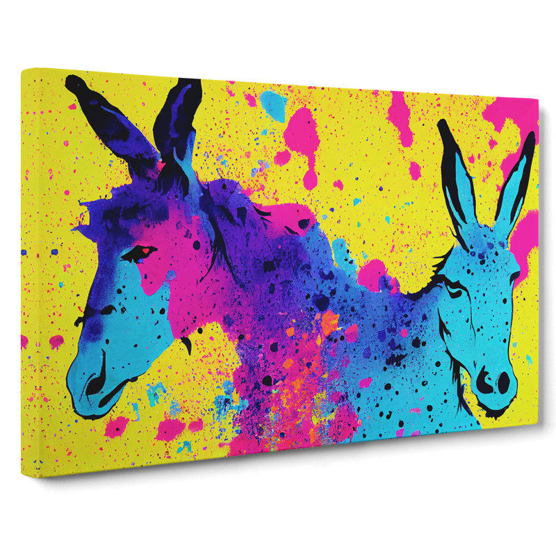 Colourful Donkey Art Vol.1 Abstract - Wrapped Canvas Painting, 35cm H x 50cm W x 3cm D