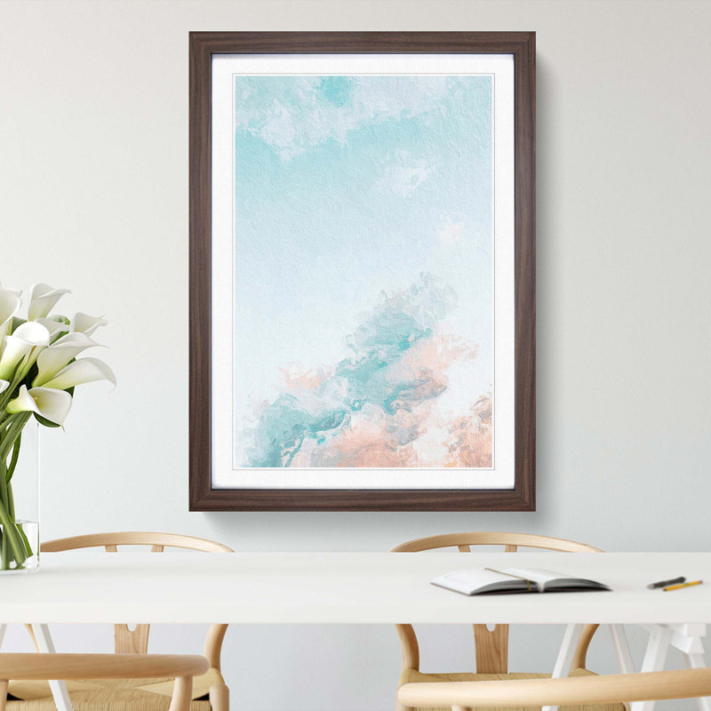 Peach Kissed Clouds in Abstract - Framed Print, 36cm H x 27cm W x 2cm D, Walnut Framed