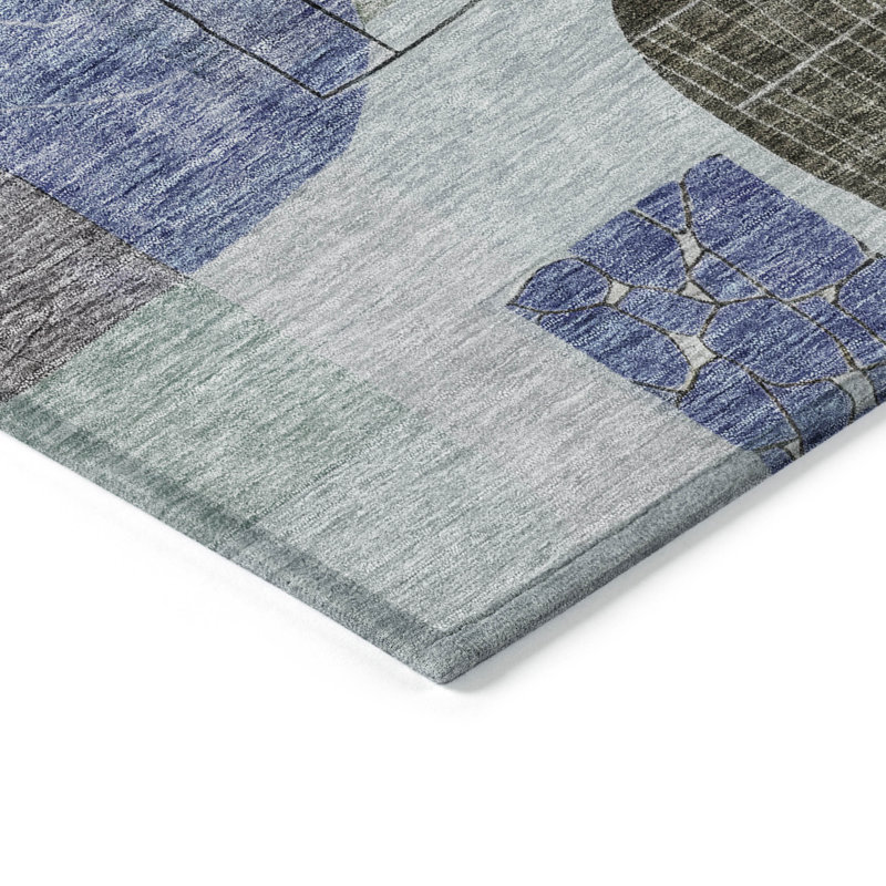 Tapis bleu intérieur / extérieur lavable à la machine Segin ACN1116, Rectangle 5' x 7'6"