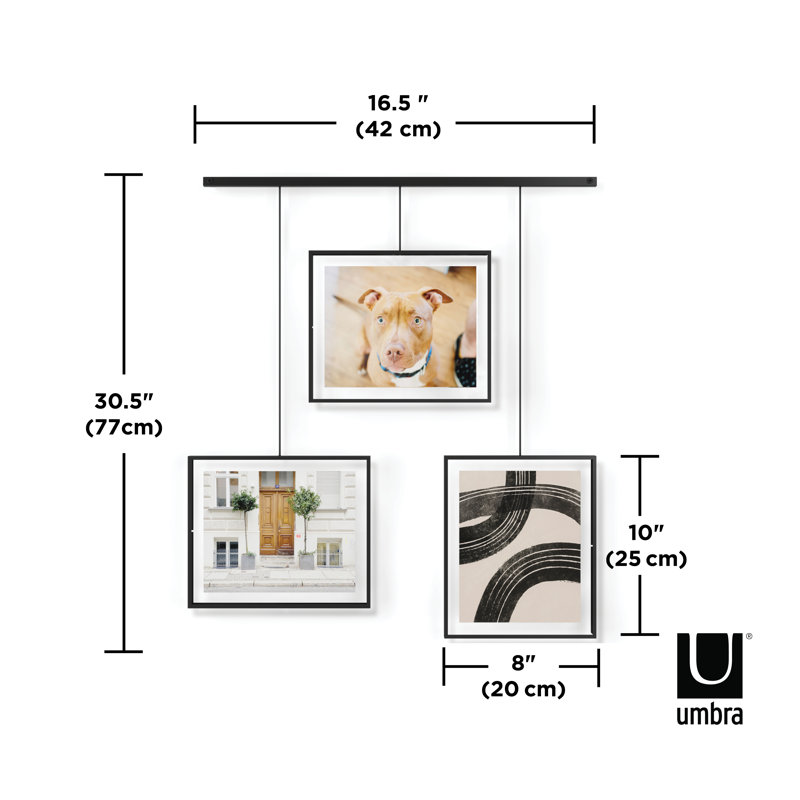Black Iron Floating Wall Gallery Frame Set, 32"