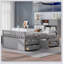 Captain Platform Bed Frame With Storage Bookcases And Shelves,Four Drawers-1896811455