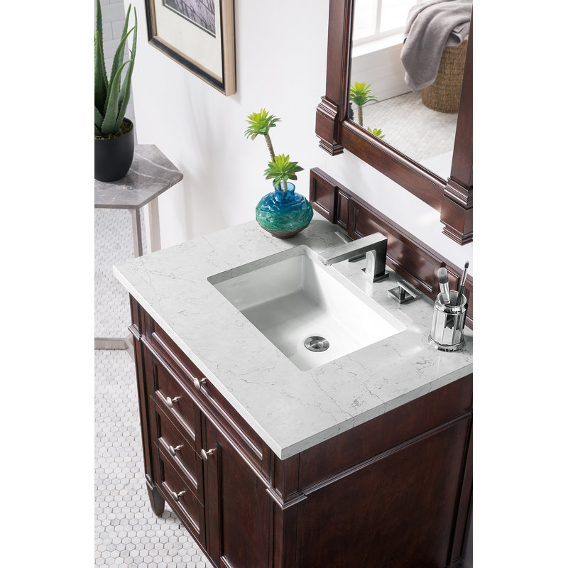 Brittany 30'' W Single Vanity, Burnished Mahogany, Eternal Jasmine Pearl, 8" Widespread