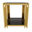 Table de bout moderne à miroir noir avec cadre asymétrique en métal doré - table d'appoint carrée de 19,9 po avec tablette inférieure-677550579