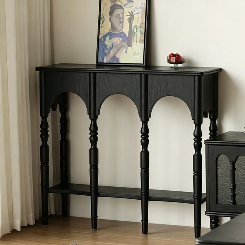 Console rétro de style français noir, H 35,4 po x l 47,2 po x P 12,6 po