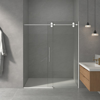 56"-60"W x 70"H Frameless Shower Door, Sliding Shower Door, with Premium 5/16"(8mm) Thick Tempered Glass Shower Enclosure ,Double Side Easy Clean Coat,Chrome Finished With Buffer