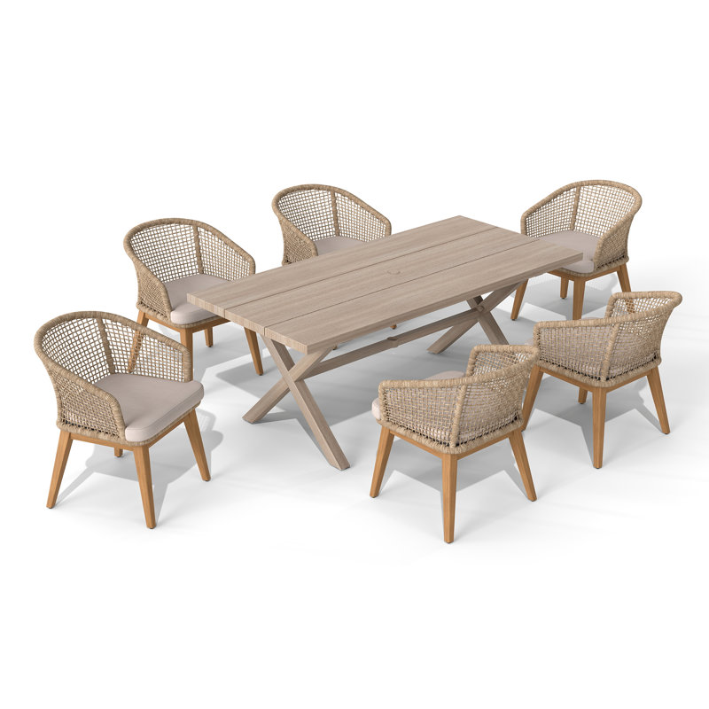 Ensemble repas pour 6 personnes avec coussins de patio
