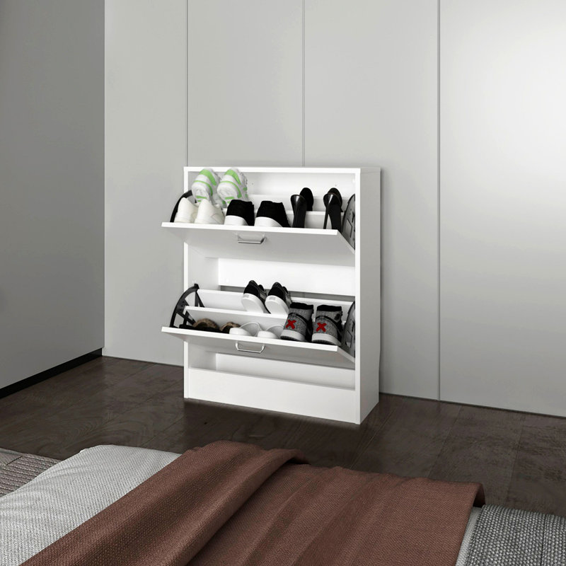 Range-chaussures avec 2 portes basculantes, Blanc