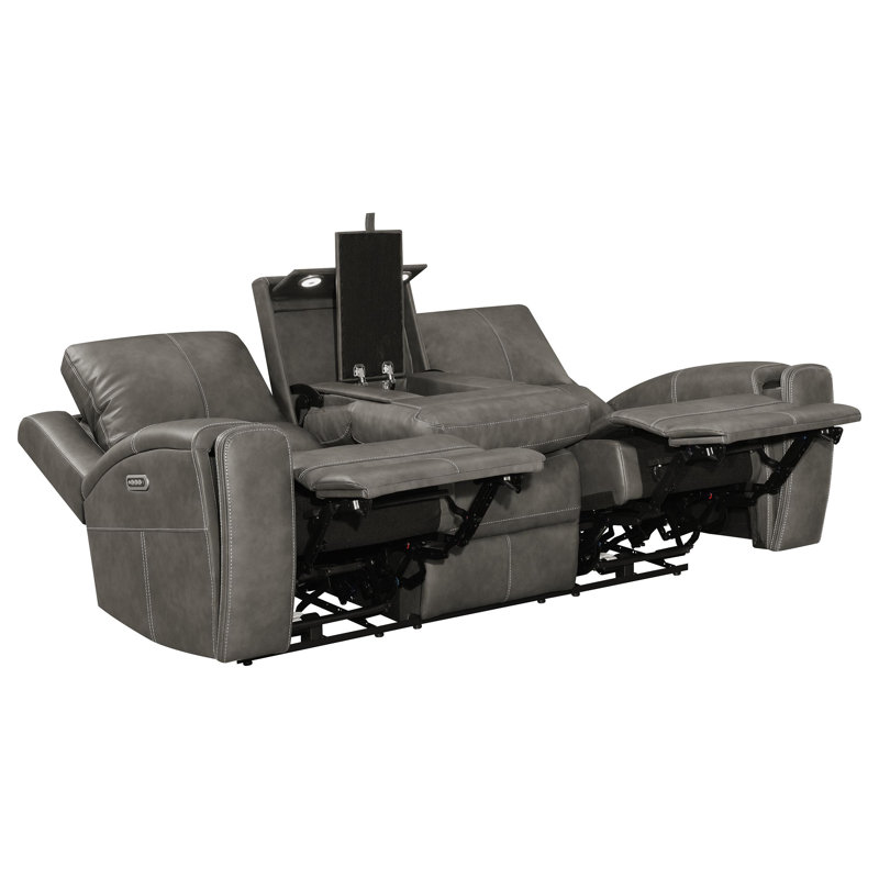 Ensemble de canapé inclinable 3 pièces Boyce, Similicuir gris