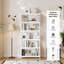 Bibliothèque blanche à 6 niveaux de 175 cm de hauteur, grande capacité de rangement grâce à ses étagères ouvertes, idéale pour un bureau à domicile.-2059389913