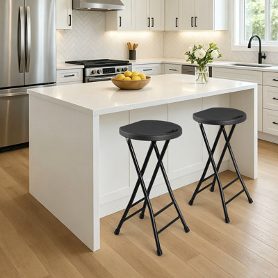 24-inch Folding Stool With Handle, Folding Bar Stool With Non-slip Feet,folding Chair,indoor And Outdoor Foldable Stool For Adults,500 Lbs Capacity,kitchen,game Room(13"×11.5"×24")