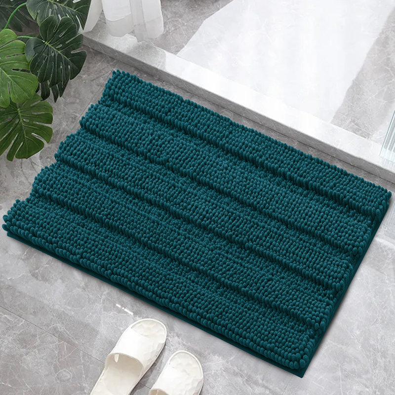 Tapis pour salle de bain Faddis, Sarcelle, Simple - L 32 po x l 20 po