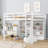 Spacious Storage Loft Bed Solid Pine Wood Antique White Ideal For Study & Sleep