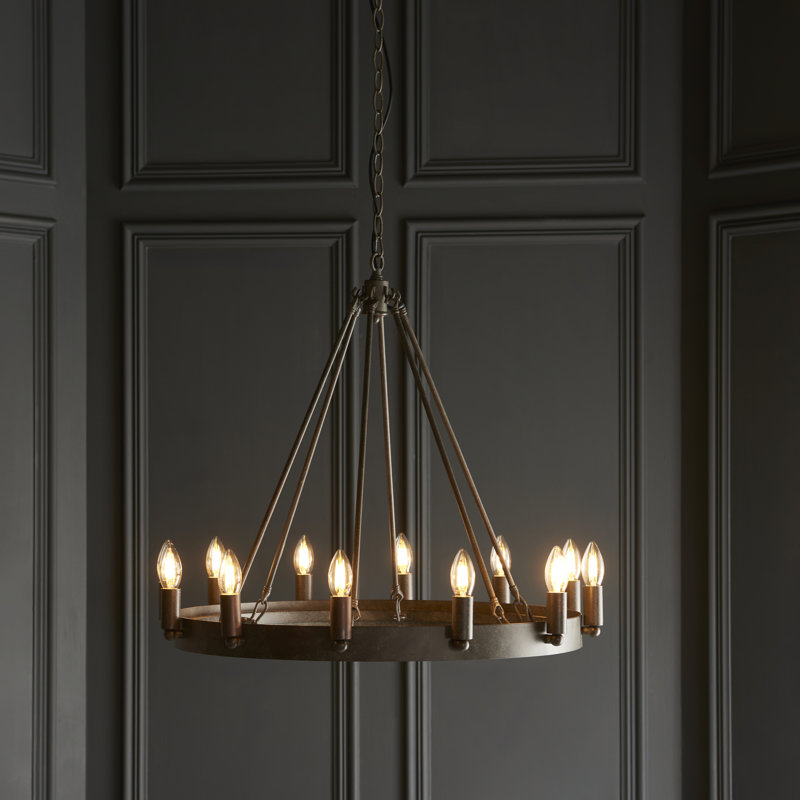 Dunstable 12 - Light Waggon Wheel Chandelier