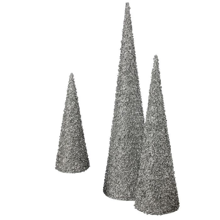 Ensemble 3 pièces d'arbre à cône scintillant, Argent argent