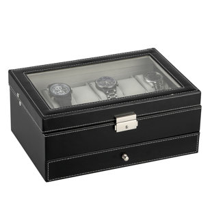 Rothwell 10 Slot Watch Box With Drawer (Green / Tan)