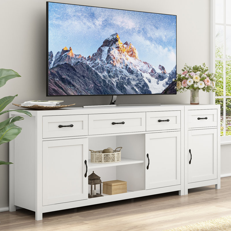 Meuble télé pour téléviseur de 80 po ou moins, Blanc