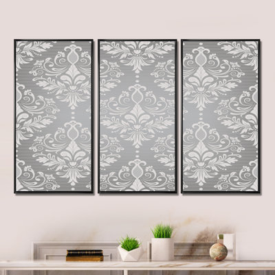 Damas gris clair - reproduction sur toile flottante 3 pièces