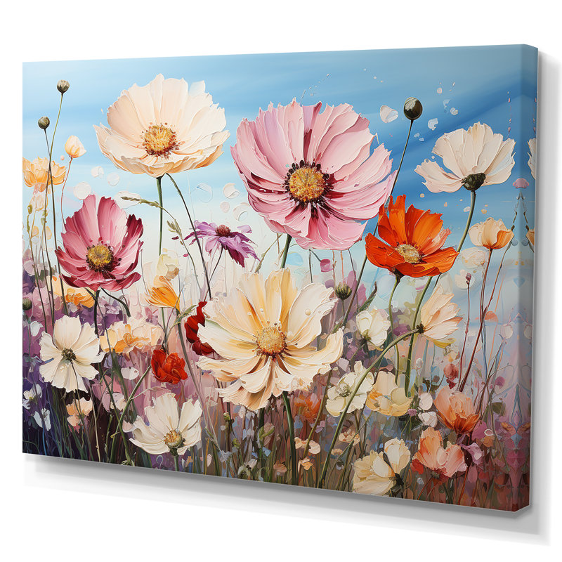 Assortiment de bouquets de prairies sur toile, Toile tendue, H 16 po x l 32 po x P 1 po