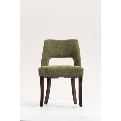 Elegant Chenille Upholstered Dining Chair Set of 2 with Curved Solid Wood Legs and Tufted Design for Comfort and Style（Only Chair）