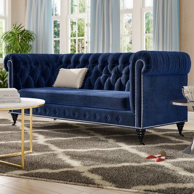 Damari 89.6"" Velvet Rolled Arm Chesterfield Sofa -  Etta Avenueâ¢, 28557B406BAA4C7F8B78C3803126B79F