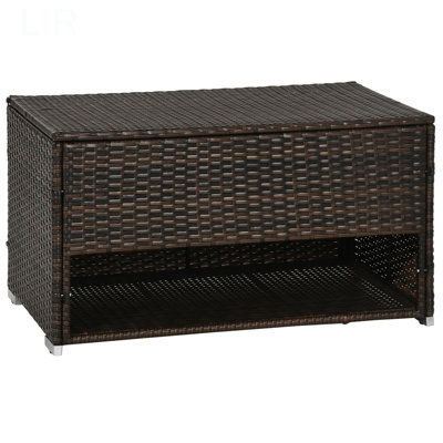 Outdoor Deck Box & Shoe Storage, PE Rattan Wicker Towel Rack With Liner For Indoor, Outdoor, Patio Furniture Cushions, Pool, Toys, Garden Tools