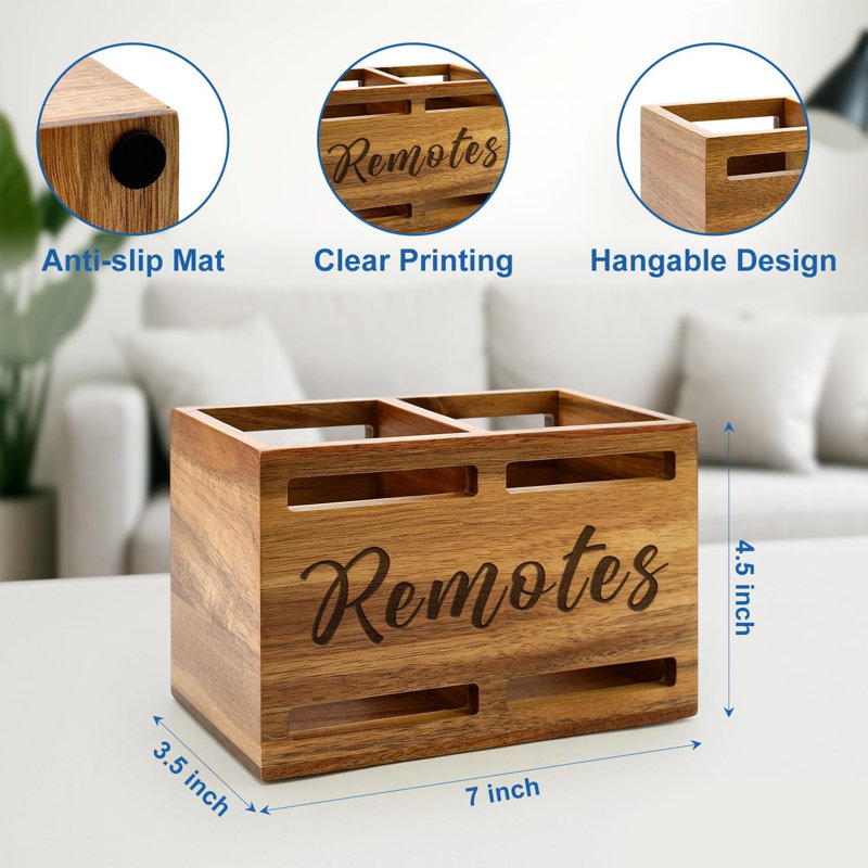 Support de télécommande pour télé en bois d'acacia