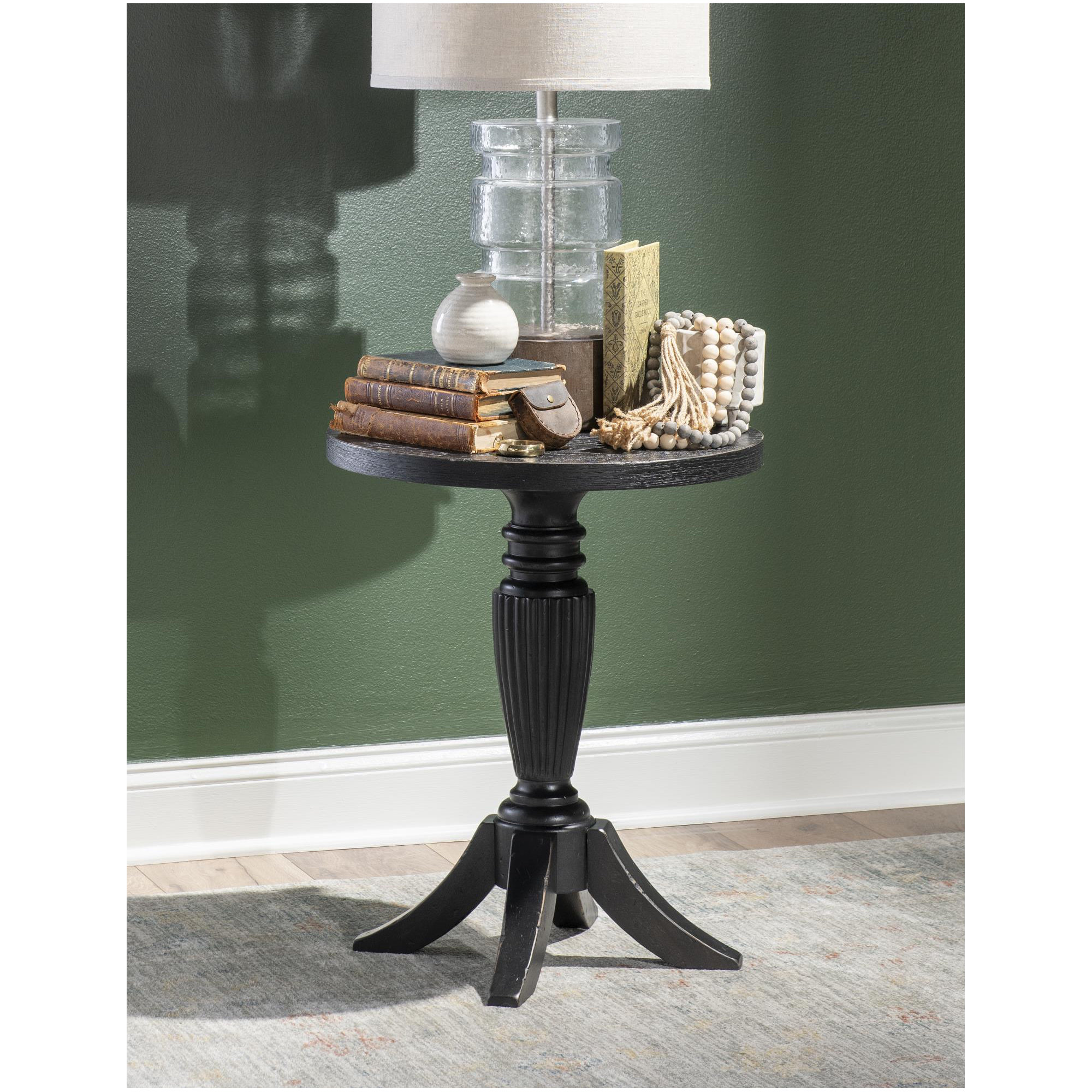 Country Living Round End Table, Black
