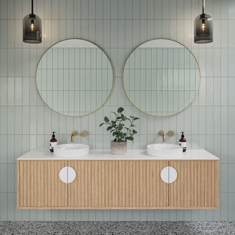 Miroir rond Leia, Laiton satiné, 32 po x 32 po