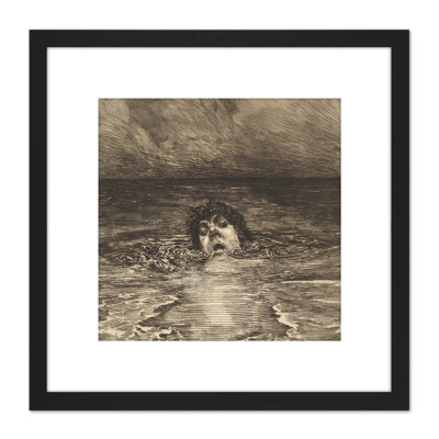 Going Under Life Drowning Man Etching by Max Klinger - Single Picture Frame Painting