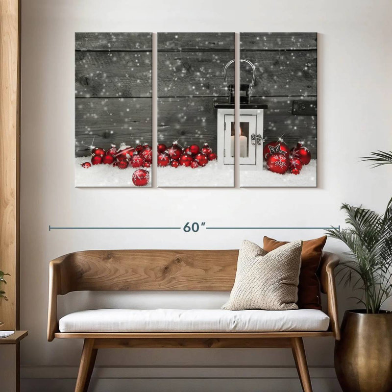 Boules de Noël rouge vif, H 32 po x l 50 po