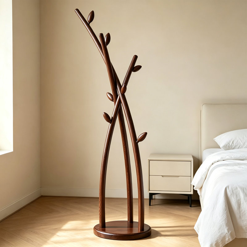 Portemanteau autoportant en forme d'arbre en bois de frêne