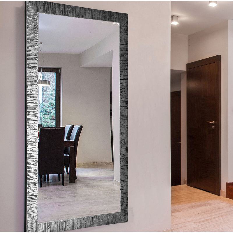 Abi-Leigh Solid Wood Flat Wall Mirror, Silver