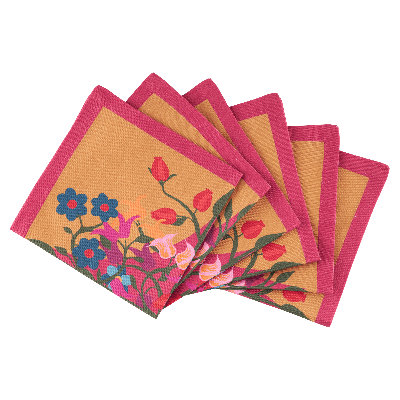 6 Napkins Blumen Orange