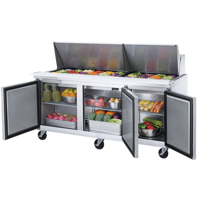 72.25" Stainless Steel 3-Door Commercial Food Prep Table