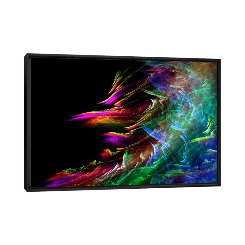 Digital Fire Waive Graphic Art on Canvas, 18" H x 26" W x 1.5" D, Black Framed Canvas, No Mat