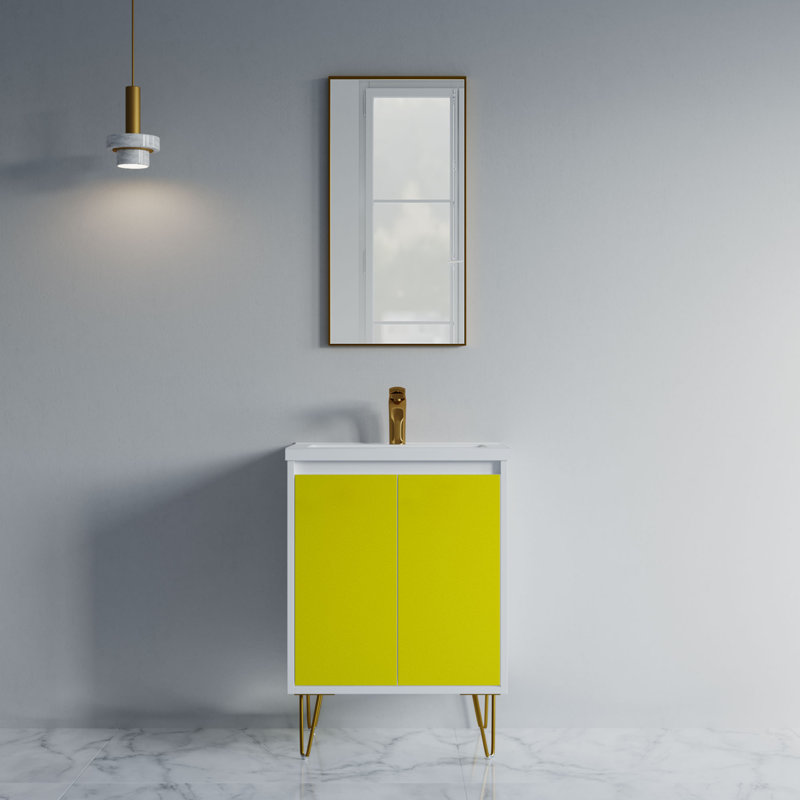 Ensemble de meuble-lavabo simple 24 po Evstati, Jaune