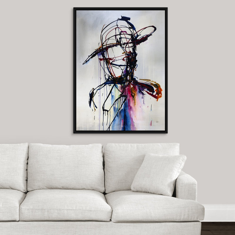 « on the hunt », peinture sur toile, H 41,7 po x l 31,7 po x p 1,75 po, Cadre flottant noir