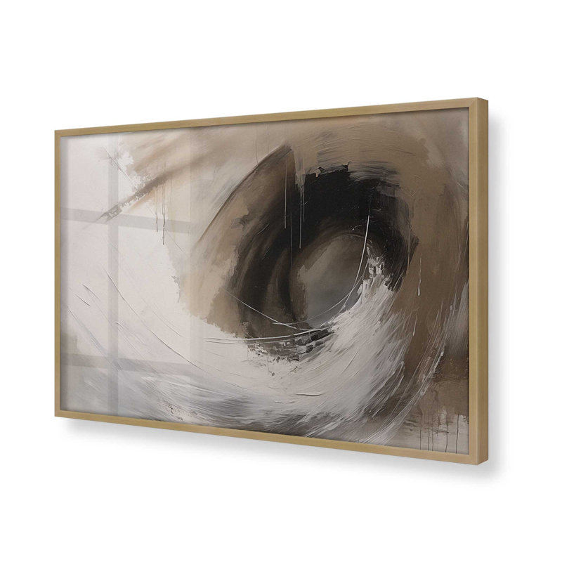 Tornade taupe, H 12,25 po x l 15,25 po, Cadre simple brossé doré